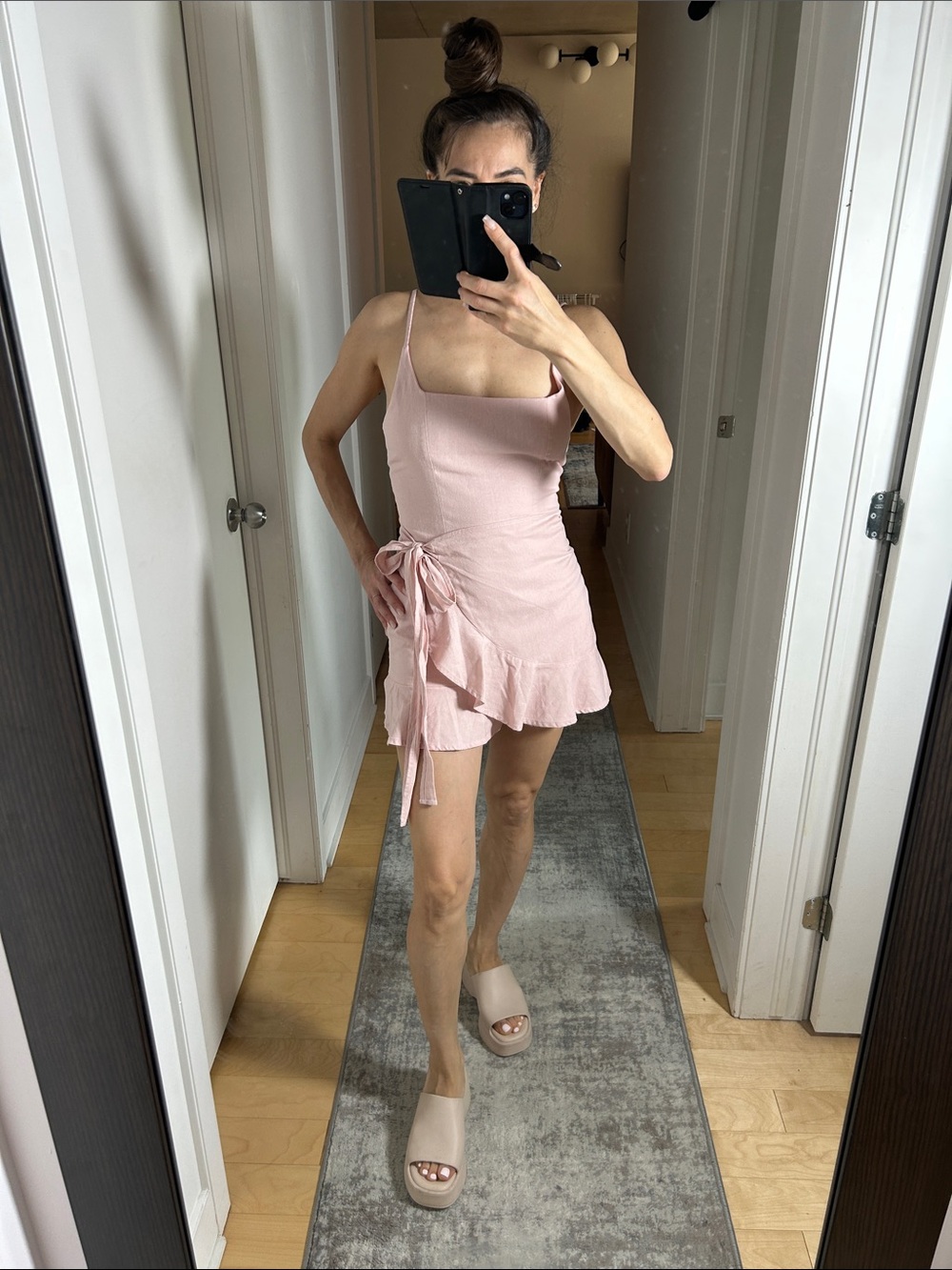 Princess Polly Light Pink Faux Wrap Ruffle Mini Dress Size 4
